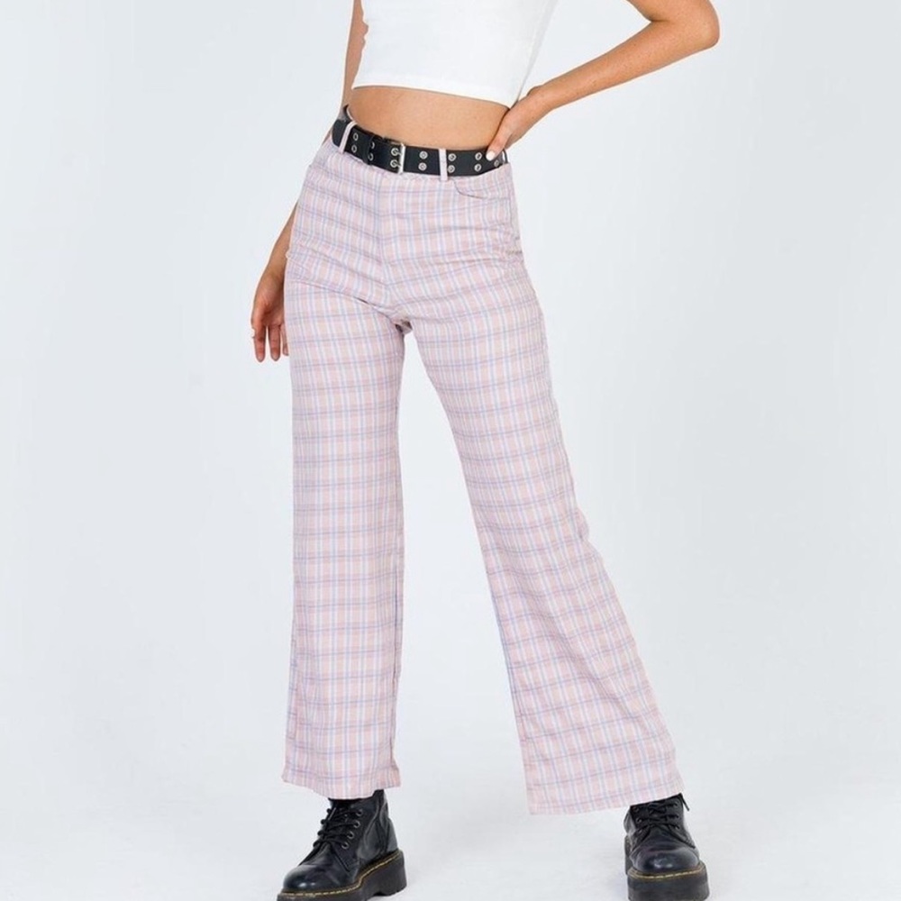 Princess Polly pink plaid pants trousers